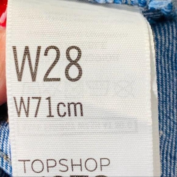 TOPSHOP Bright Blue Cut off Moto Denim Jean Shorts Size 28 - Picture 7 of 8